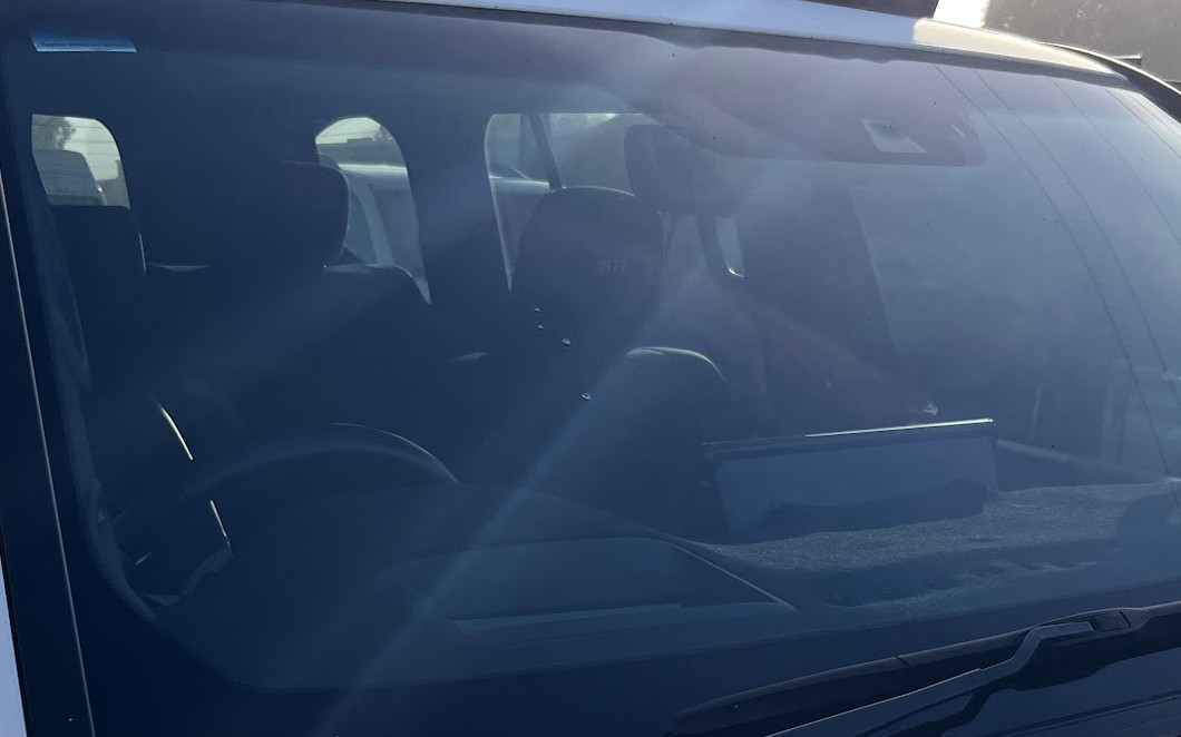 A newly fitted windscreen on a dual cab ute